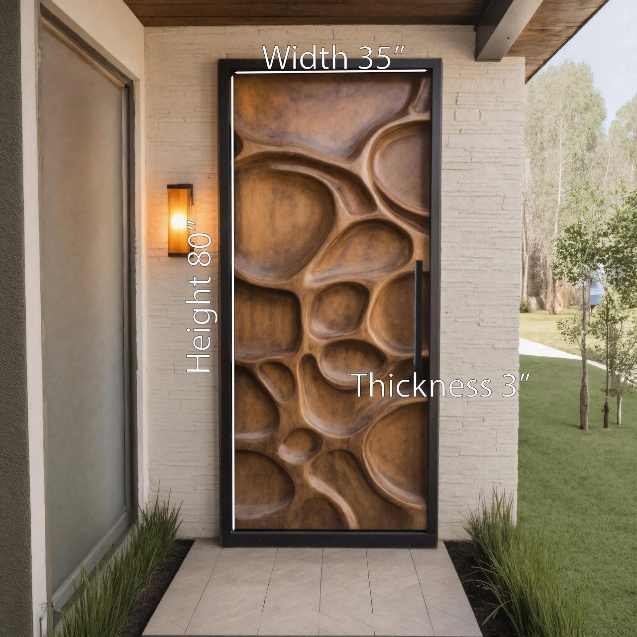 Modern Artistic Carved Front Door For Contemporary Entryway