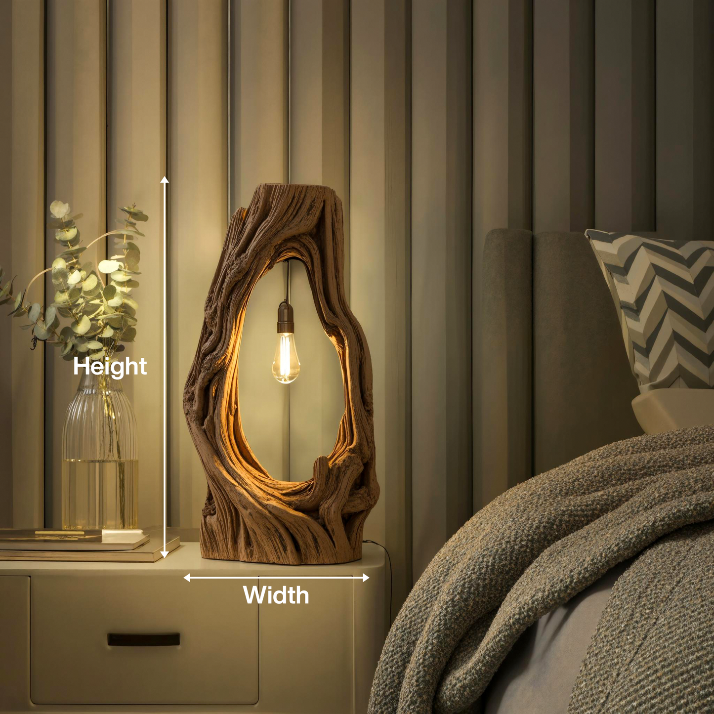 Rustic Floor Lamp With Exposed Bulb For Living Room