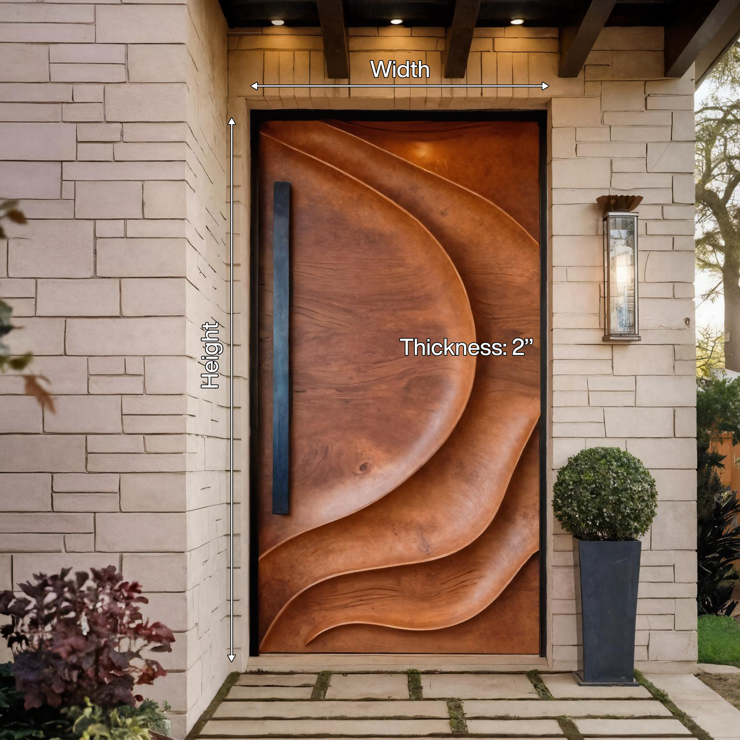 Sculptural Front Door Design For Modern Entryway