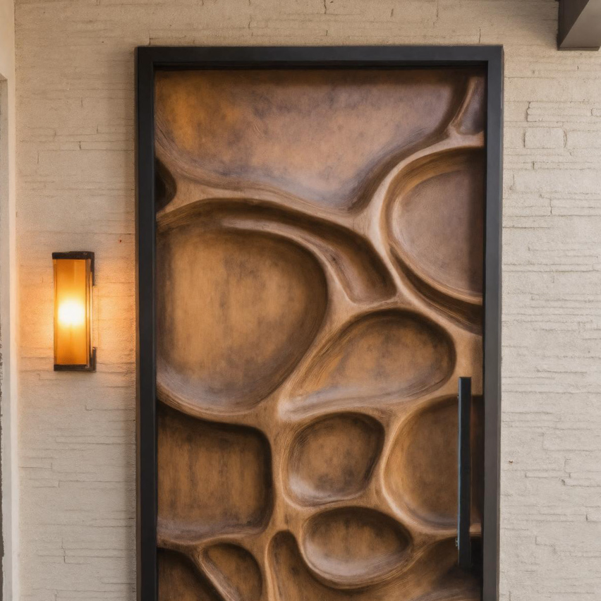 Modern Artistic Carved Front Door For Contemporary Entryway