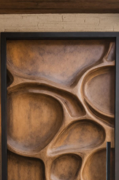 Modern Artistic Carved Front Door For Contemporary Entryway