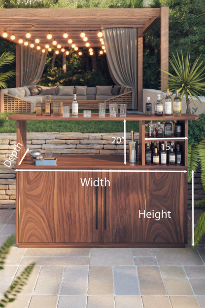 Modern Outdoor Bar Table With Cabinet For Patio Or Poolside