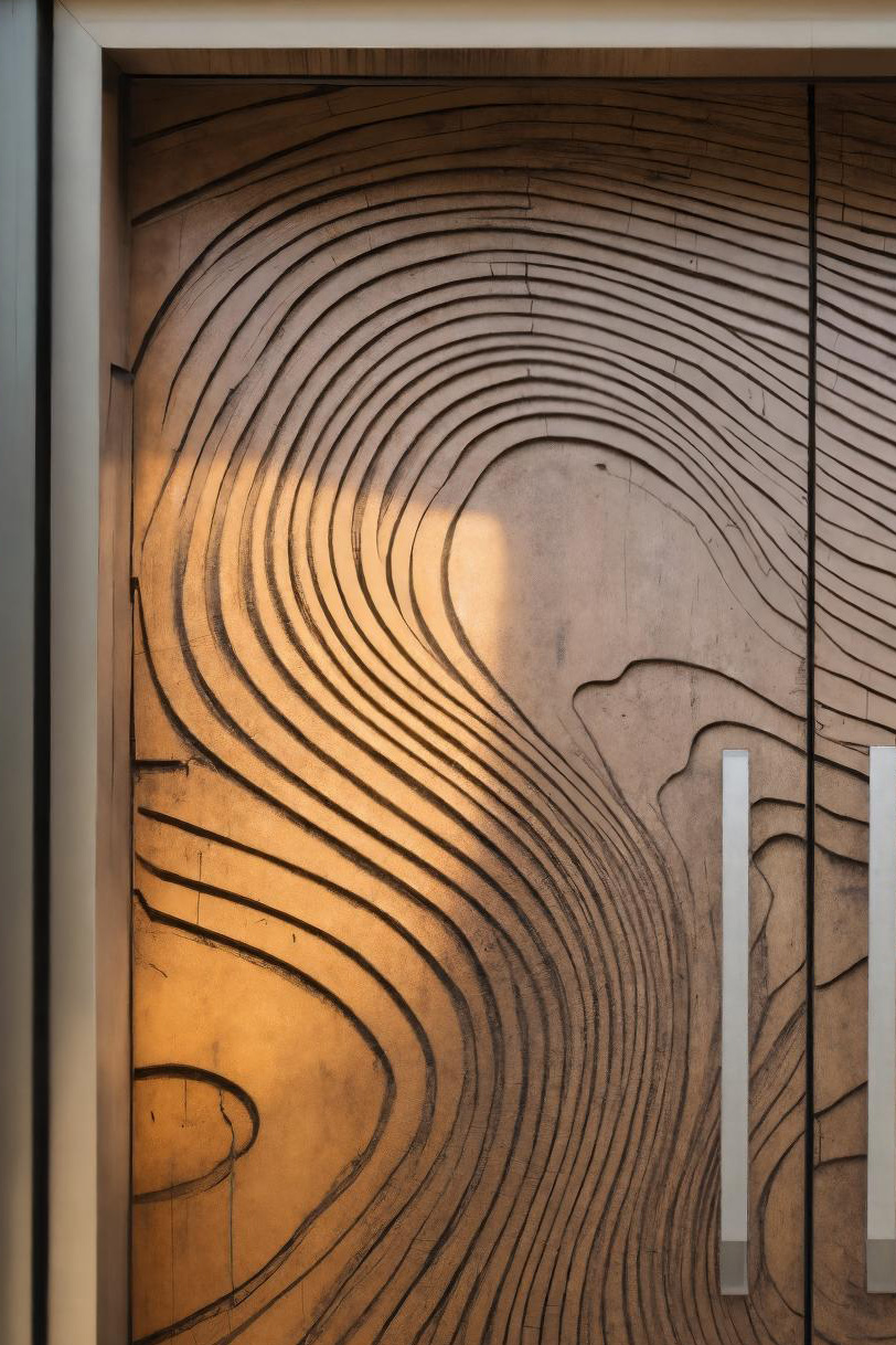 Modern Sculptural Double Front Door With Contour Design For Villa