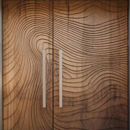 Modern Double Front Door With Wave Carved Design For Luxury Home
