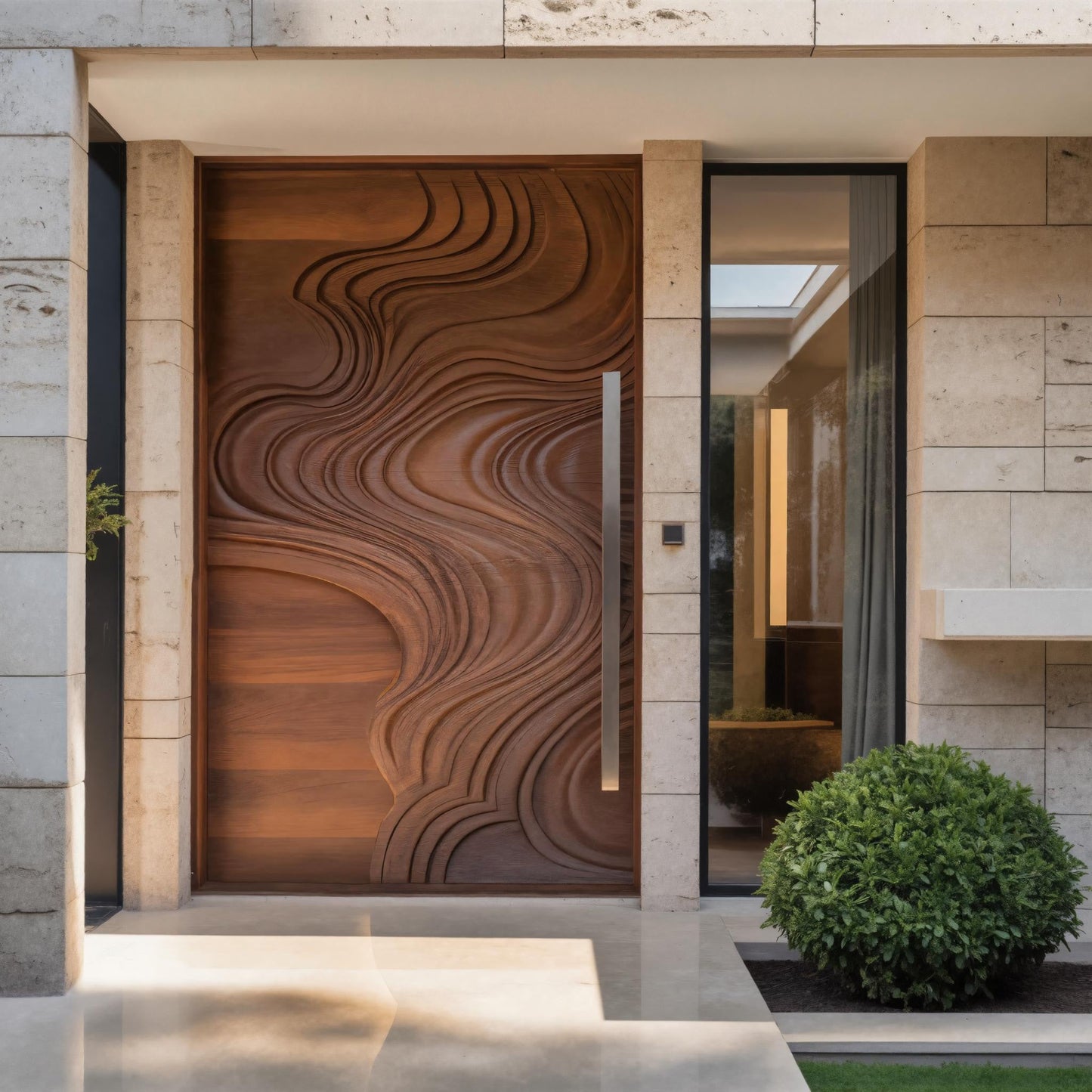Contemporary Sculptural Door With Abstract Design For Living Room