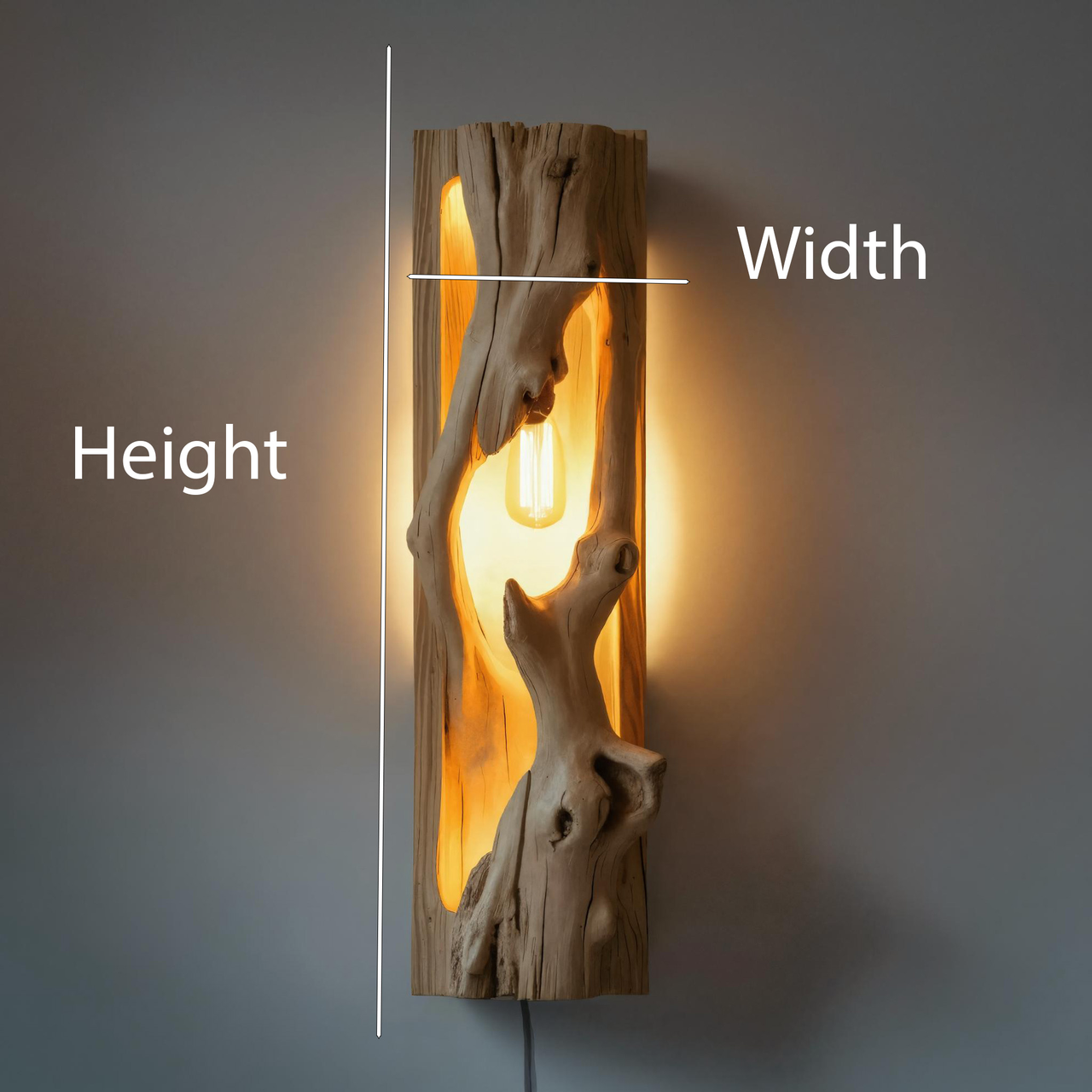 Minimalist Driftwood Wall Sconce With Ambient Glow For Rustic Decor