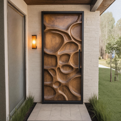 Modern Artistic Carved Front Door For Contemporary Entryway