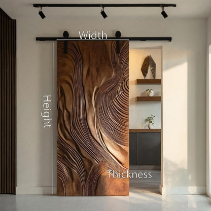 Sculptural Sliding Door With Wave Design For Interior