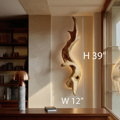 Rustic Organic Wall Lamp Sculpture For Living Room