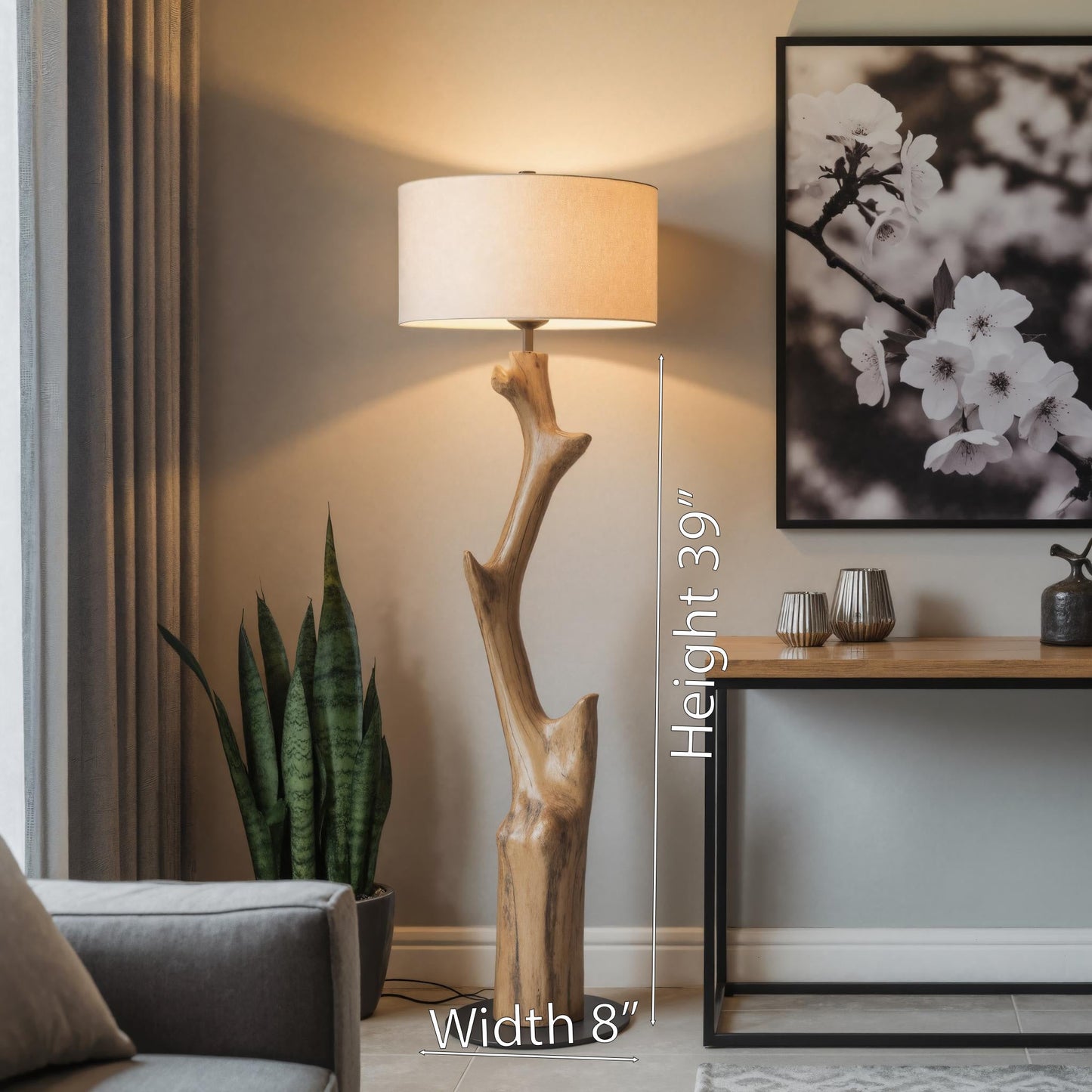 Rustic Tree Branch Floor Lamp For Bedroom