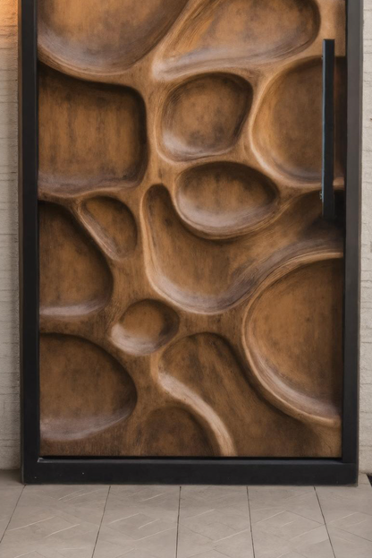 Modern Artistic Carved Front Door For Contemporary Entryway
