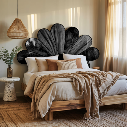 Boho Flower Petal Headboard Bed For Queen And King Bedroom