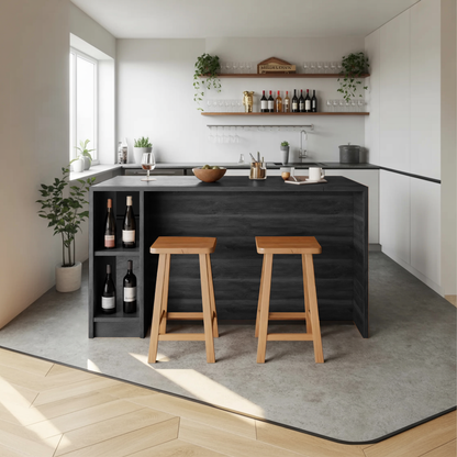 Contemporary Warm Wood Bar Table With Storage For Kitchen Or Breakfast Nook