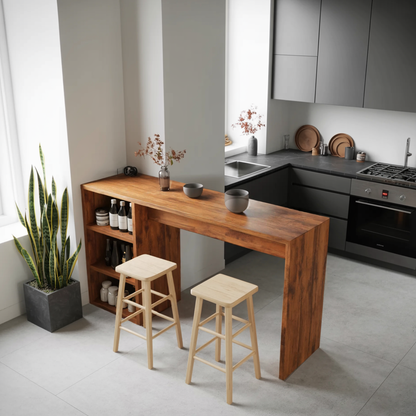 Warm Bar Table With Storage For Compact Kitchen