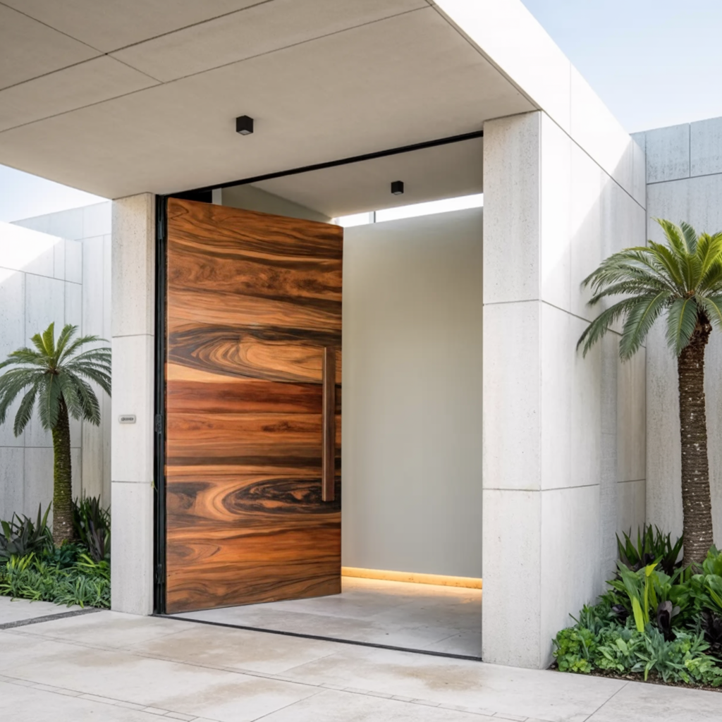 Coastal Pivot Entry Door With Grain Detail For Beach House