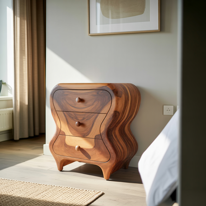 Sculptural Cabinet With Organic Curves And Drawers For Bedroom And Entryway