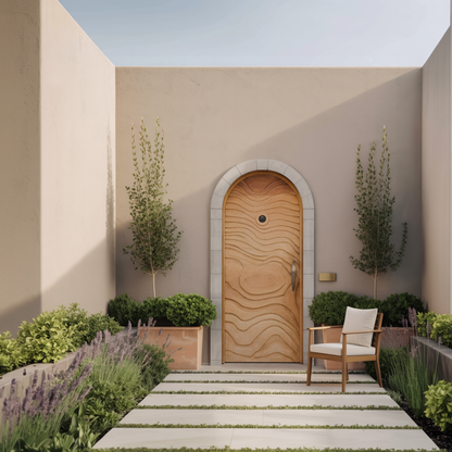 Modern Arched Front Door With Wave Pattern For Villa Or Architecture