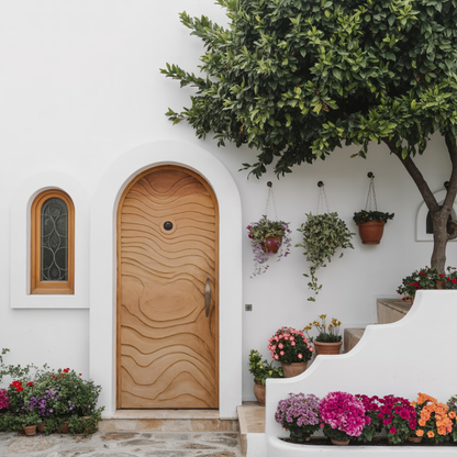 Modern Arched Front Door With Wave Pattern For Villa Or Architecture