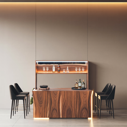 Outdoor Live Edge Bar Table With Curved Shelf For Patio Or Garden