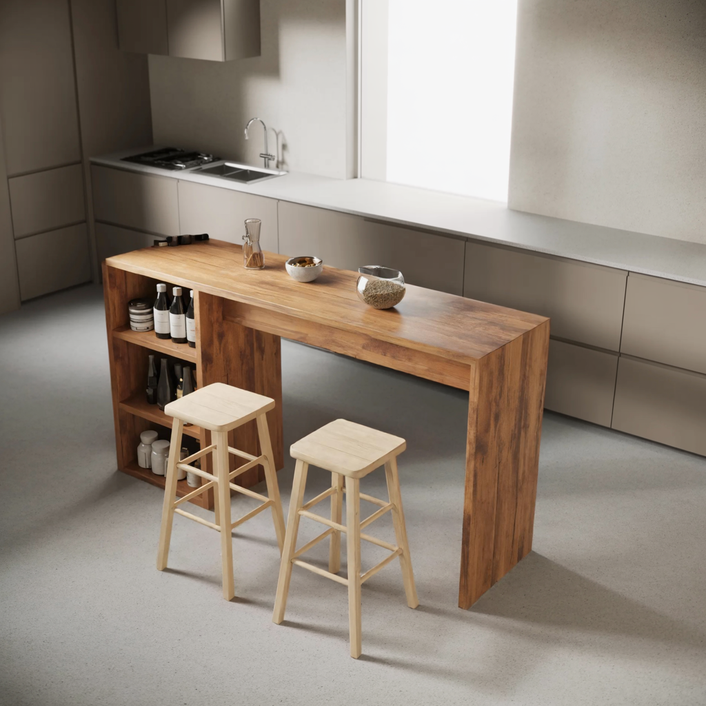 Warm Bar Table With Storage For Compact Kitchen