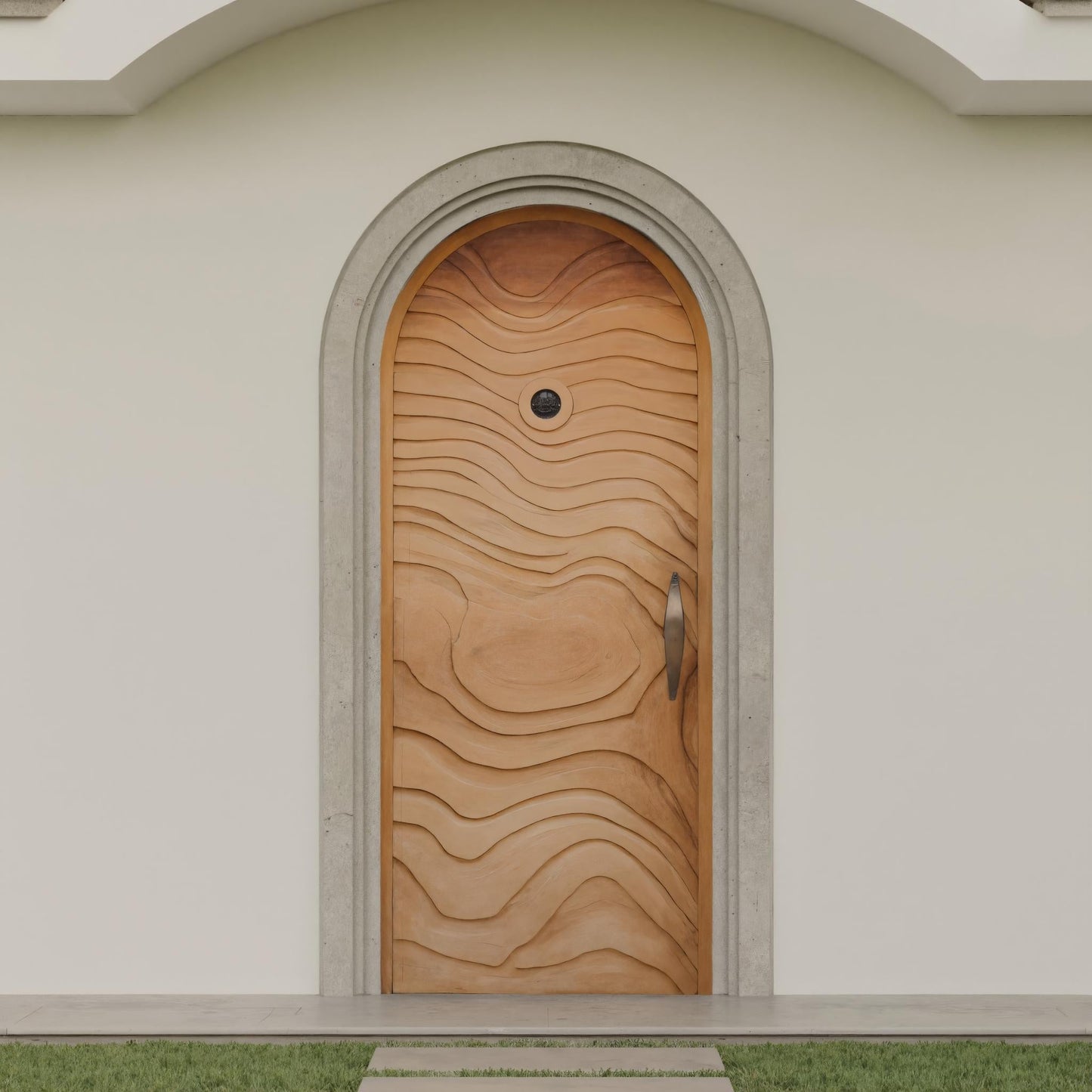 Modern Arched Front Door With Wave Pattern For Villa Or Architecture