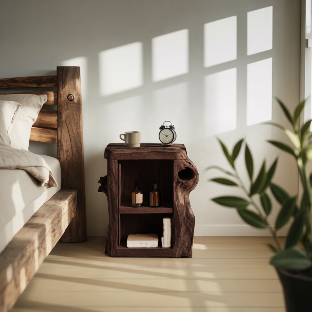 Handcrafted Live Edge Nightstand For Elegant Bedroom