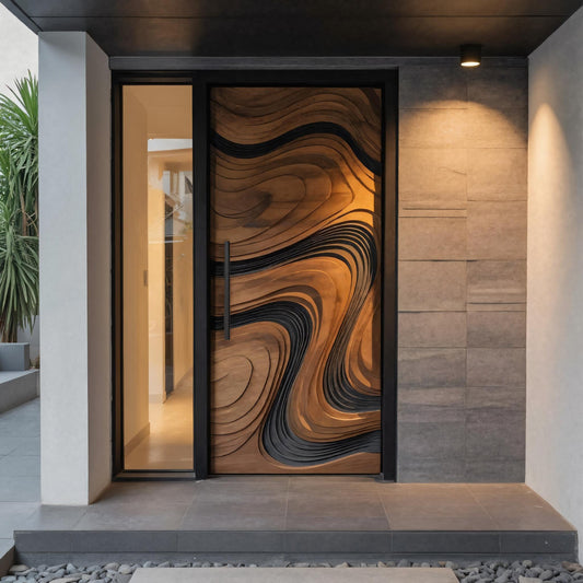 Modern Artistic Door With Flowing Pattern For Home