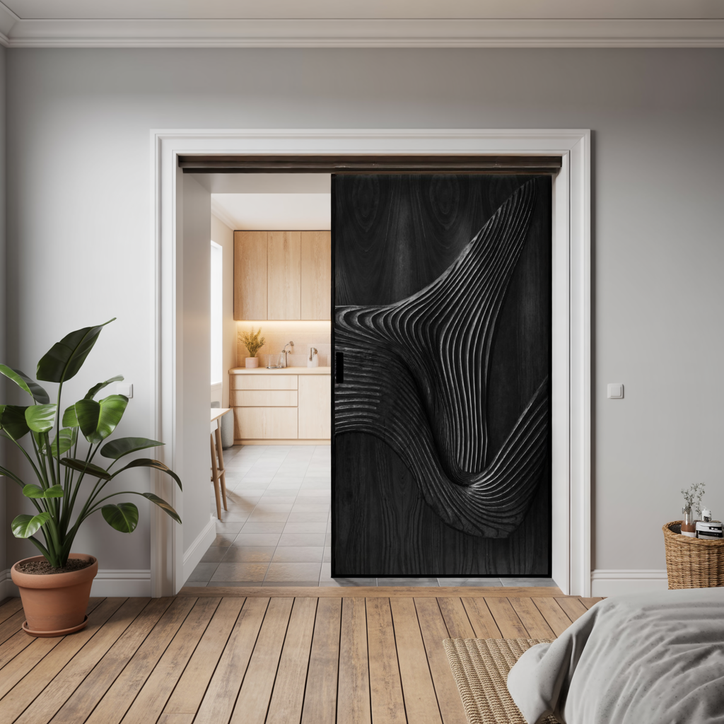 Modern Carved Sliding Door For Bathroom And Entrance