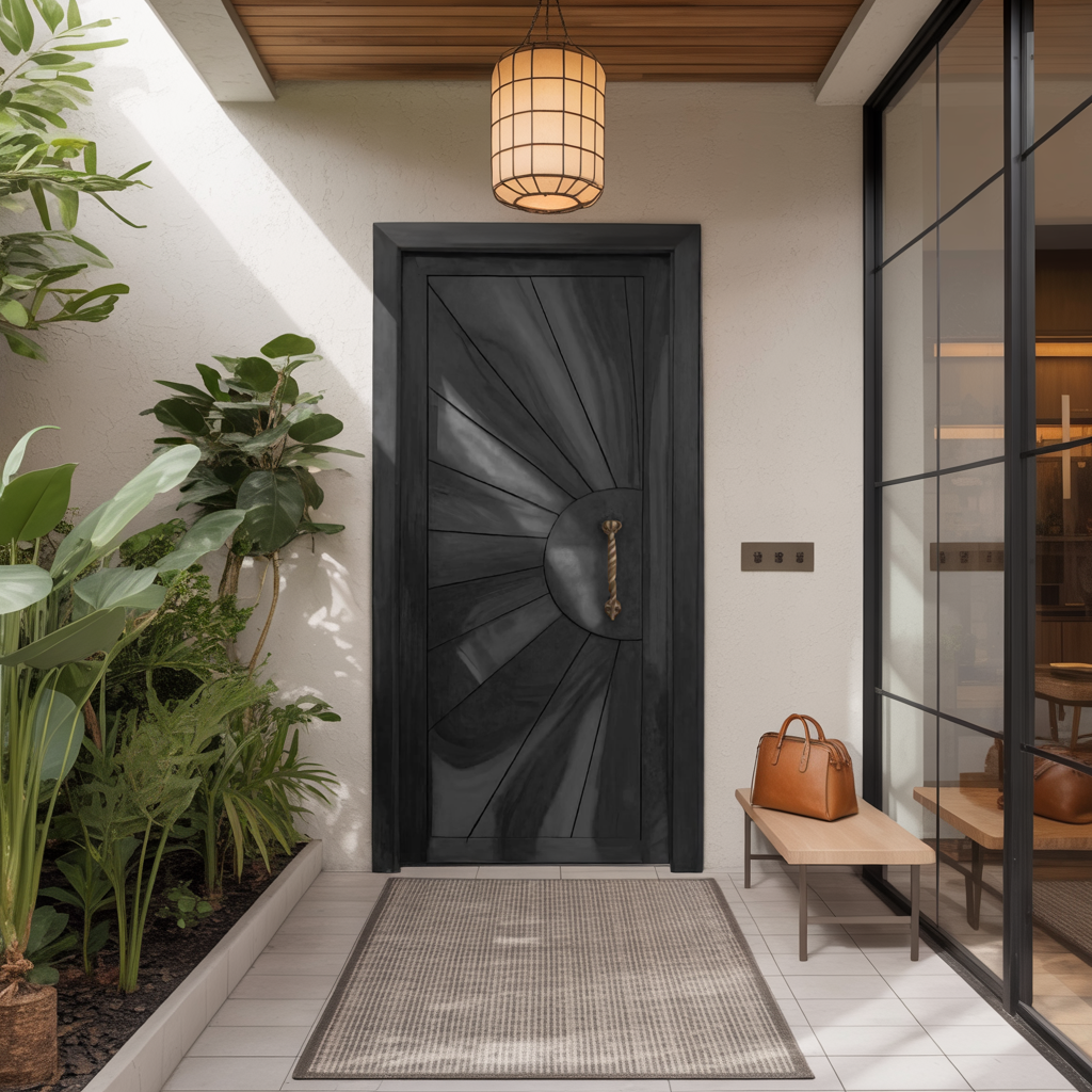 Modern Sunburst Front Door Design For Entryway