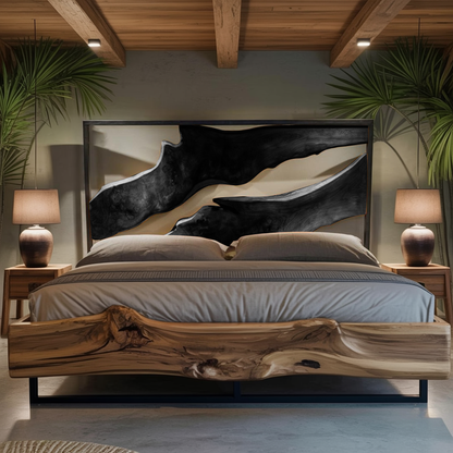 Artistic Live Edge Headboard For Bedroom Centerpiece