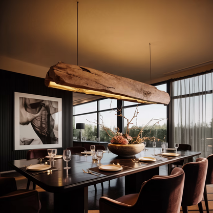 Rustic Log Beam Pendant Lighting For Kitchen Island