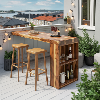 Tropical Live Edge Bar Table For Balcony Or Outdoor Patio