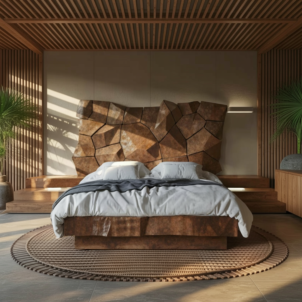 Modern Geometric Headboard Panel For King Or Queen Bed