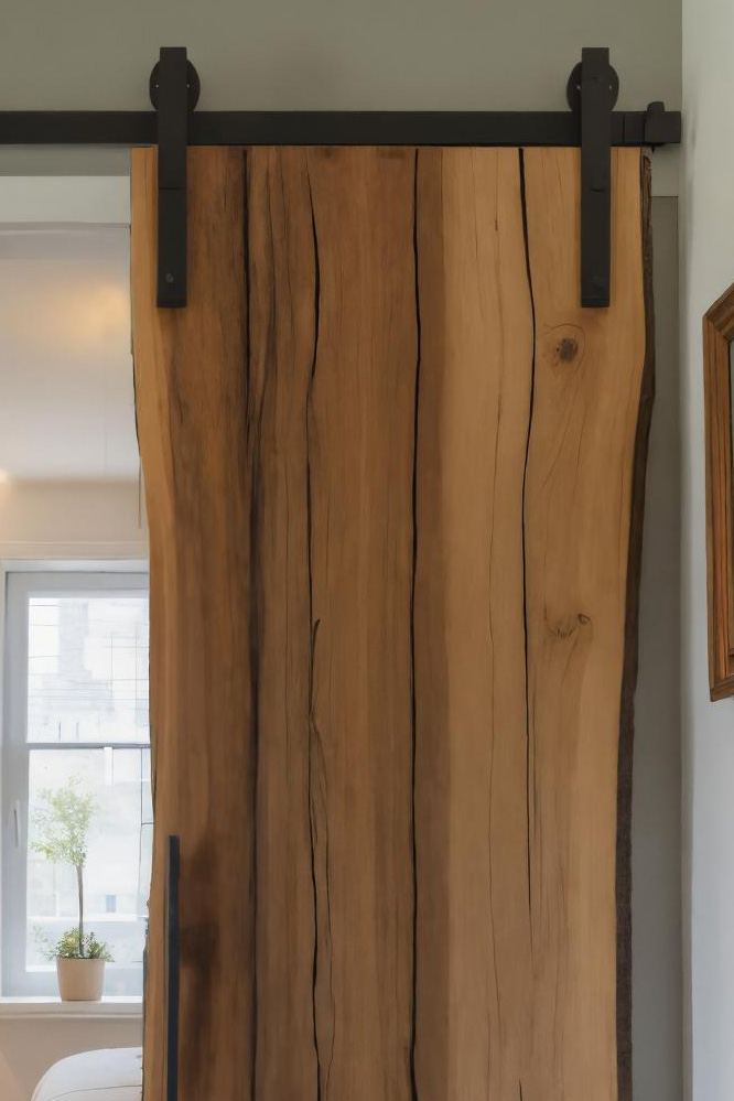 Rustic Live Edge Sliding Barn Door For Bedroom Or Farmhouse