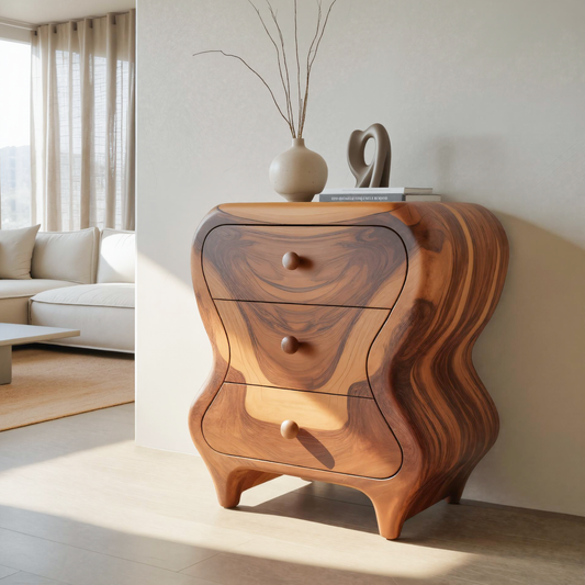 Sculptural Cabinet With Organic Curves And Drawers For Bedroom And Entryway