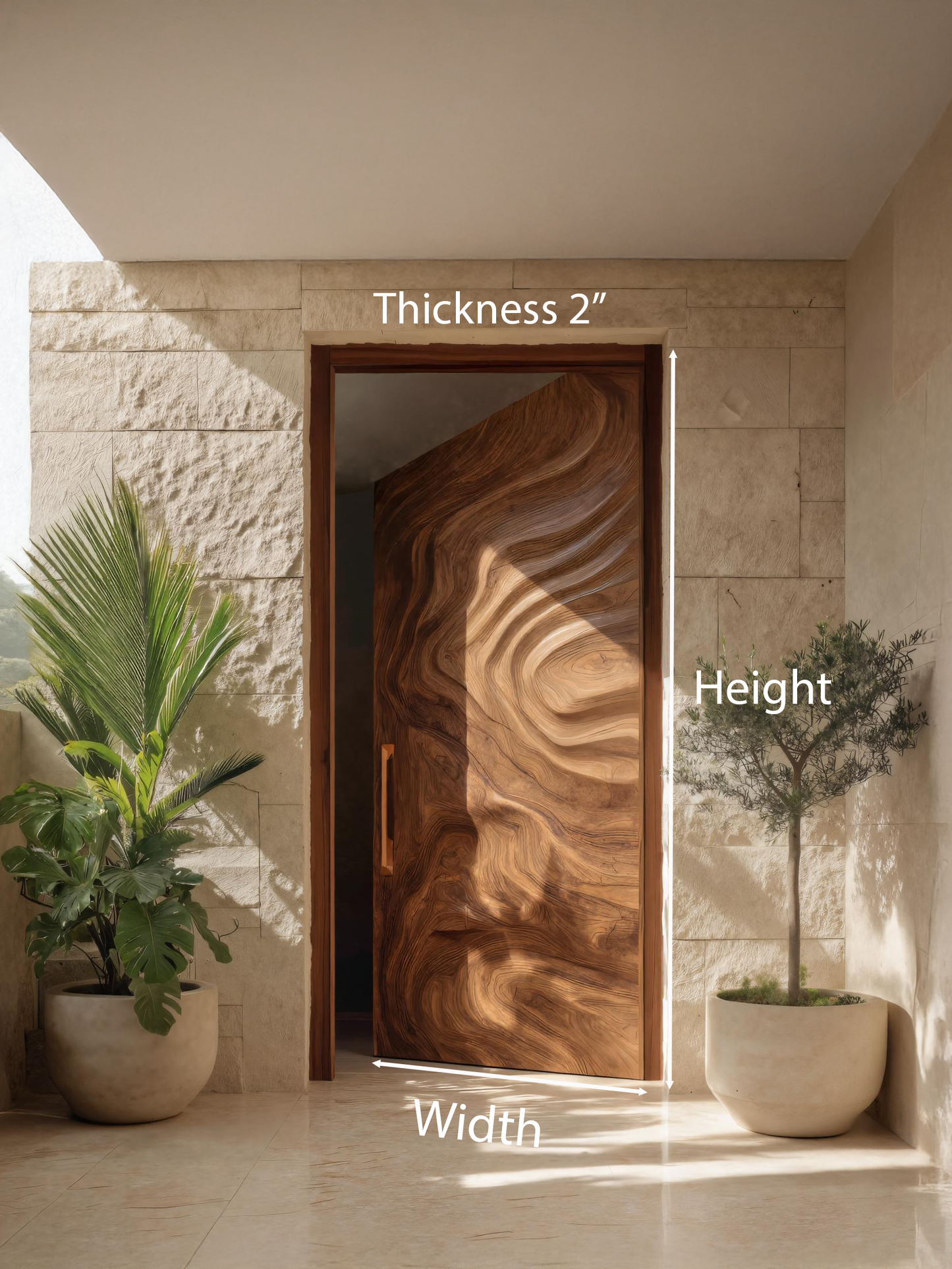 Artistic Sculptural Front Door With Wave Design For Entryway
