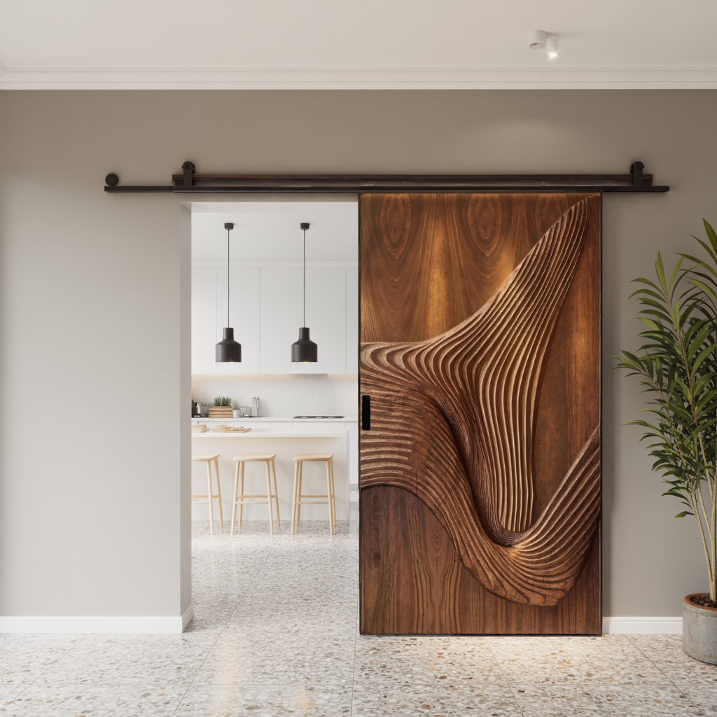 Modern Carved Sliding Door For Bathroom And Entrance