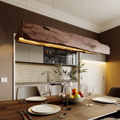 Rustic Log Beam Pendant Lighting For Kitchen Island