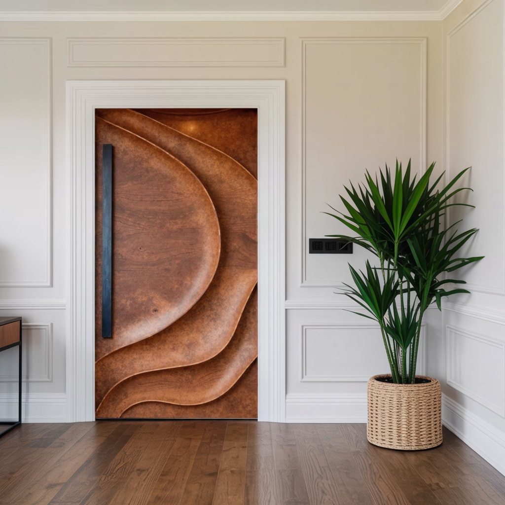 Sculptural Front Door Design For Modern Entryway