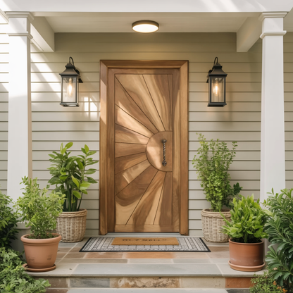 Modern Sunburst Front Door Design For Entryway