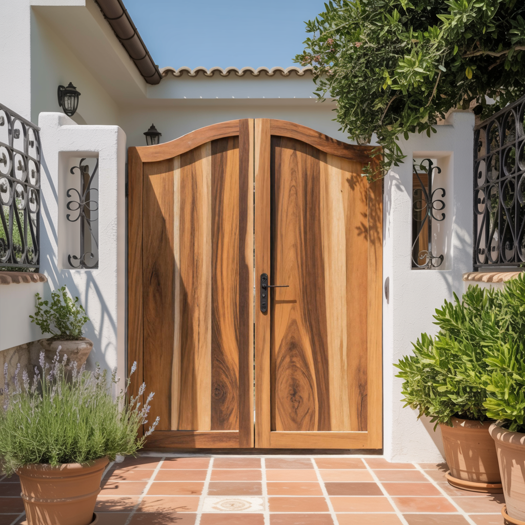 Curved Top Garden Gate Double Entry Door For Villa Courtyard