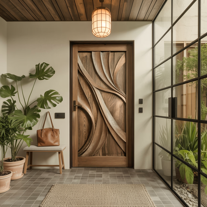 Artistic Carved Door Design For Hallway And Entrance