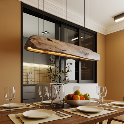 Rustic Log Beam Pendant Lighting For Kitchen Island