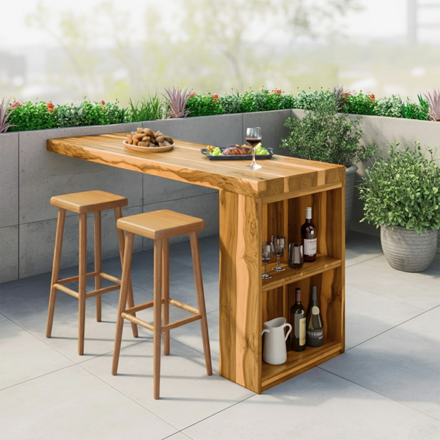 Tropical Live Edge Bar Table For Balcony Or Outdoor Patio