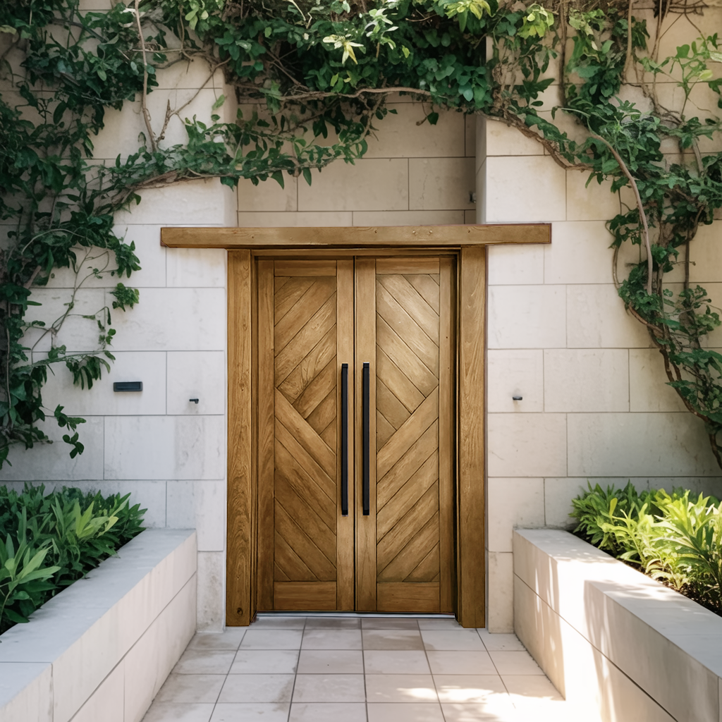 Rustic Double Front Door Modern Entryway Contemporary House Villa