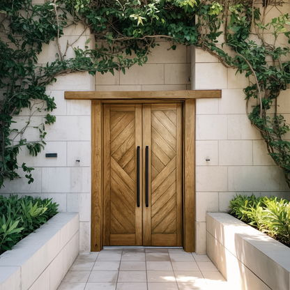 Rustic Double Front Door Modern Entryway Contemporary House Villa