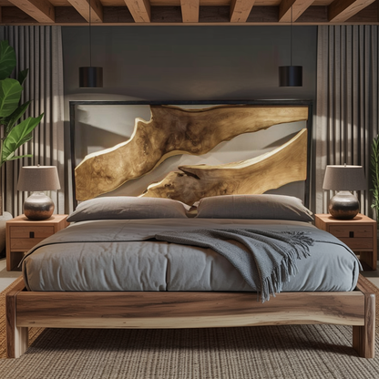 Artistic Live Edge Headboard For Bedroom Centerpiece