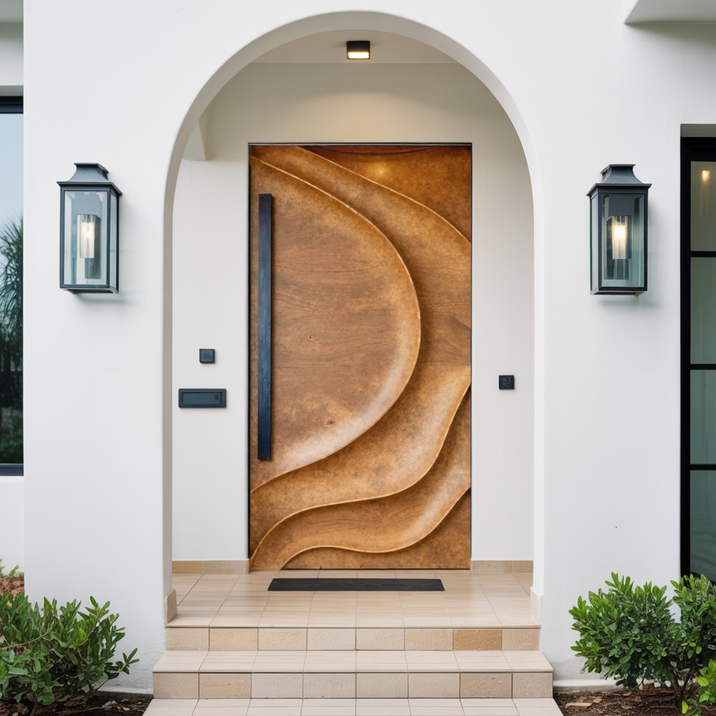 Sculptural Front Door Design For Modern Entryway