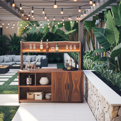 Contemporary Outdoor Bar Table With Hidden Storage For Garden Or Poolside