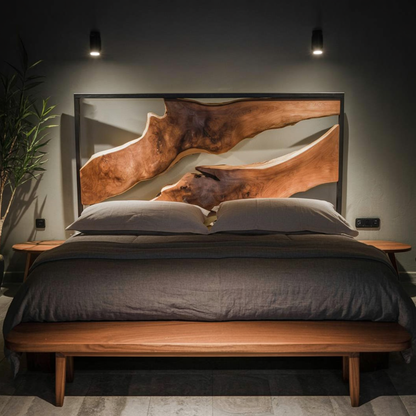 Artistic Live Edge Headboard For Bedroom Centerpiece